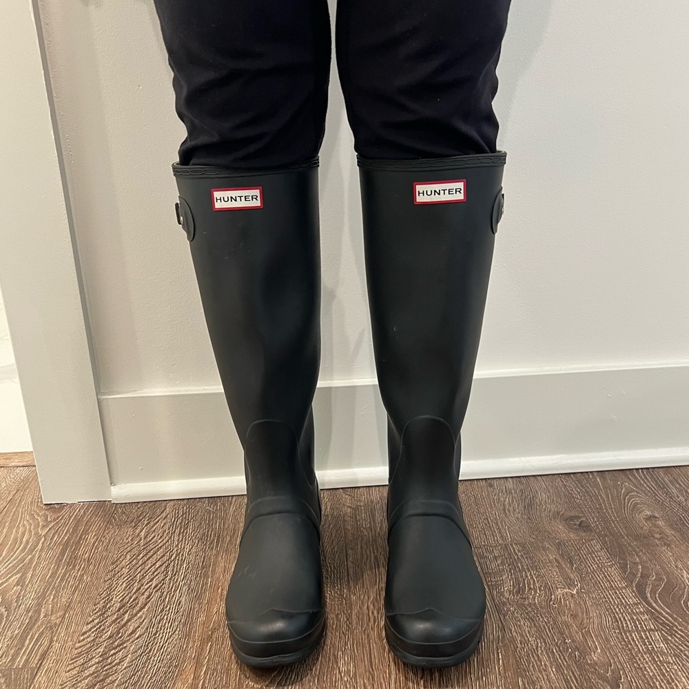 Hunter Women's Original Back Adjustable Tall Rain Boots - Black Size 9